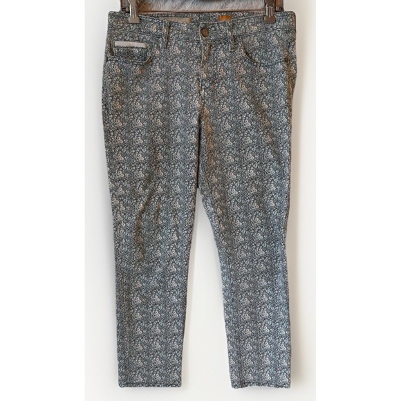 Pilcro and the Letterpress x Anthropologie‎ Jeans 29 Blue Floral Print Cropped - Picture 1 of 16